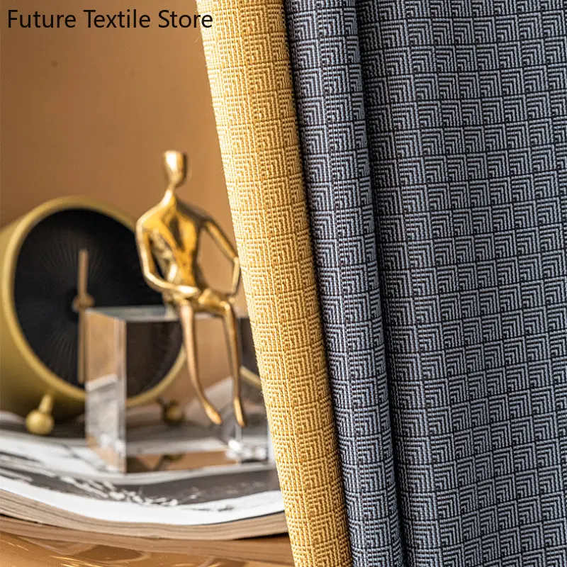 

Jacquard Solid Color Stitching Thick Soundproof Living Room Bedroom Blackout Curtains Curtains for Living dining room bedroom