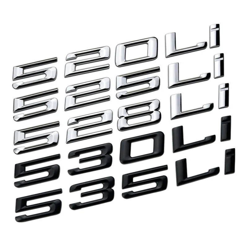 

New Font Numbers Letters 520Li 525Li 528Li 530Li 535Li 540Li 550Li Top ABS Emblem for BMW 5 Series Car Trunk Nameplate Sticker