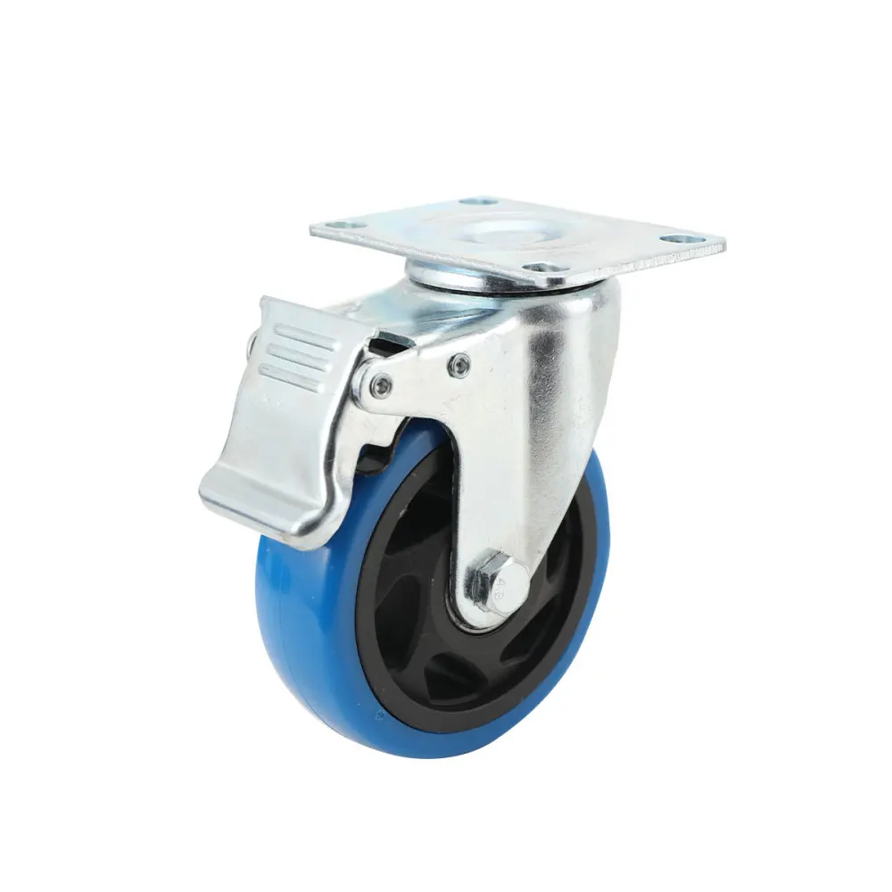 4 x 100 mm Lenkrollen mit Bremse, Transportrollen, robuste Rollen, 120 kg pro Rolle, Polyurethan-Möbelrad – Detail 7