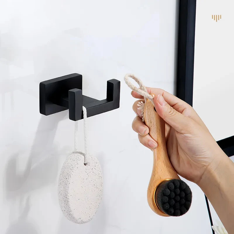 Bathroom Hardware Set Black/ Gold Stainless Steel Towel Holder Roll Paper Holder Square Towel Ring Robe Hook Bathroom Shelf Set