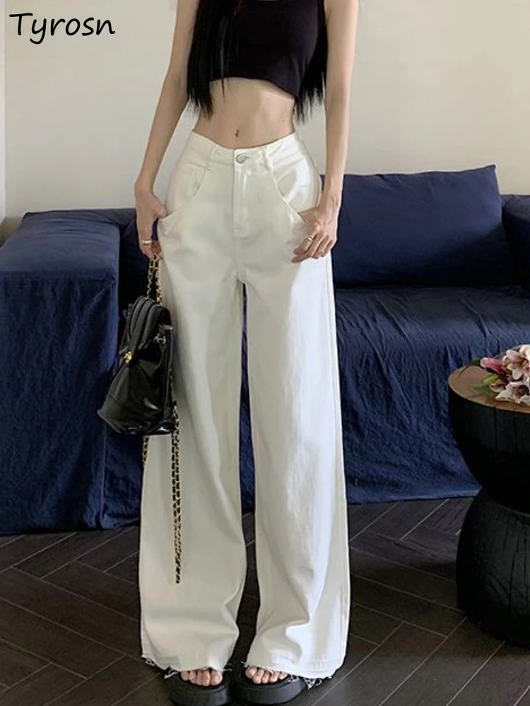 

Wide Leg Jeans Women Design Simple Empire Fashion All-match Casual Daily Hotsweet Tender Elegant High Street Spring Cozy Ulzzang