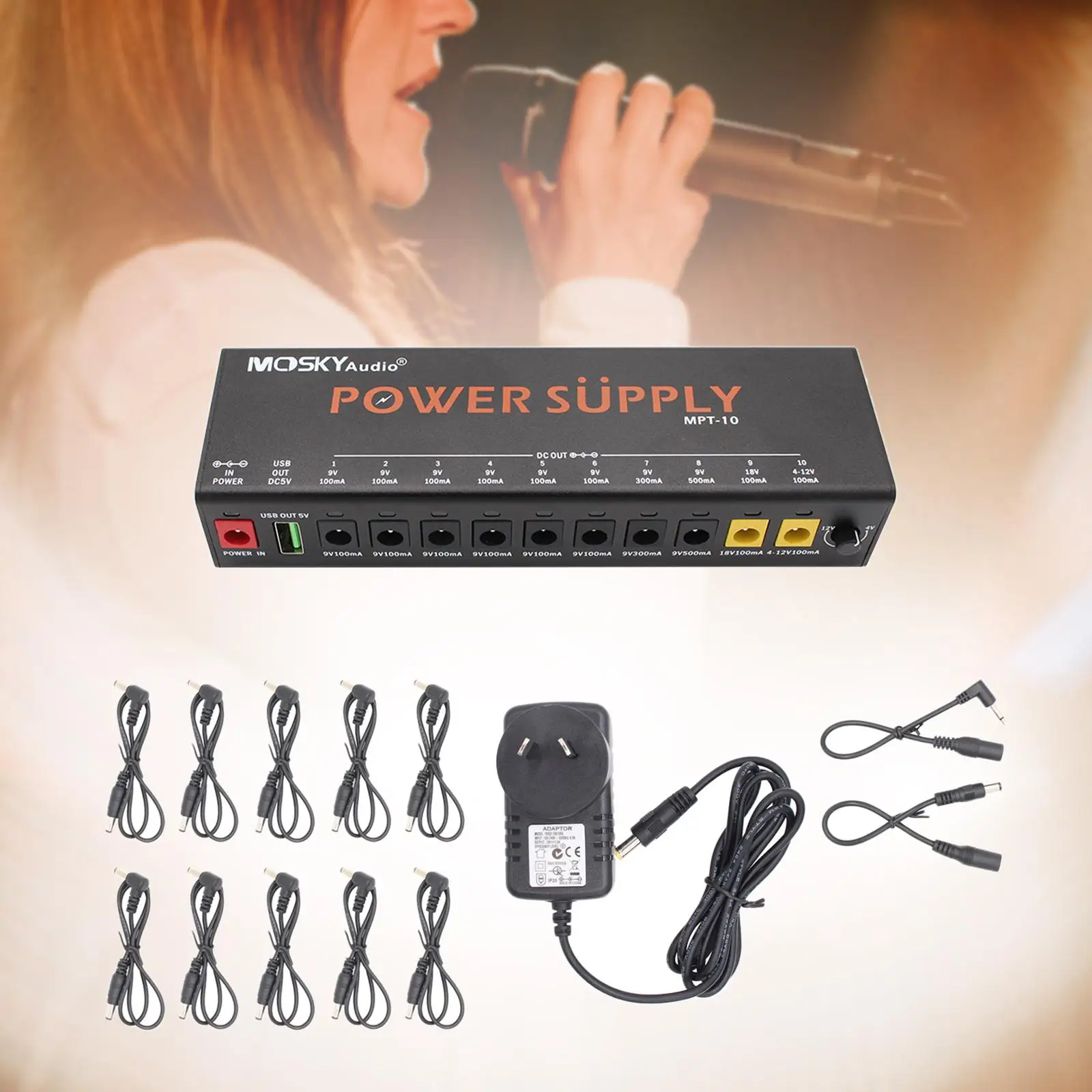 

Блок питания для гитары с педалью, профессиональный многоцелевой, с регулируемым напряжением