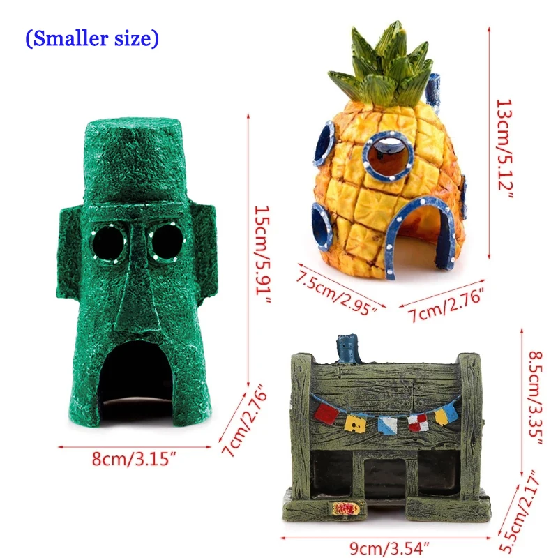 Fish Tank Decoration Pineapple House Squidward Octopus Castle Crab Restaurant Aquarium Ornament Underwater Craft Cartoon Shelter
