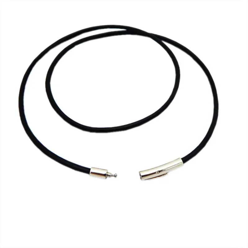 2MM/3MM/4MM/5MM Black Color Leather Chokers Necklaces For Women Men Rope Chain Stainless Steel Magnetic Clasp Jewelry 4