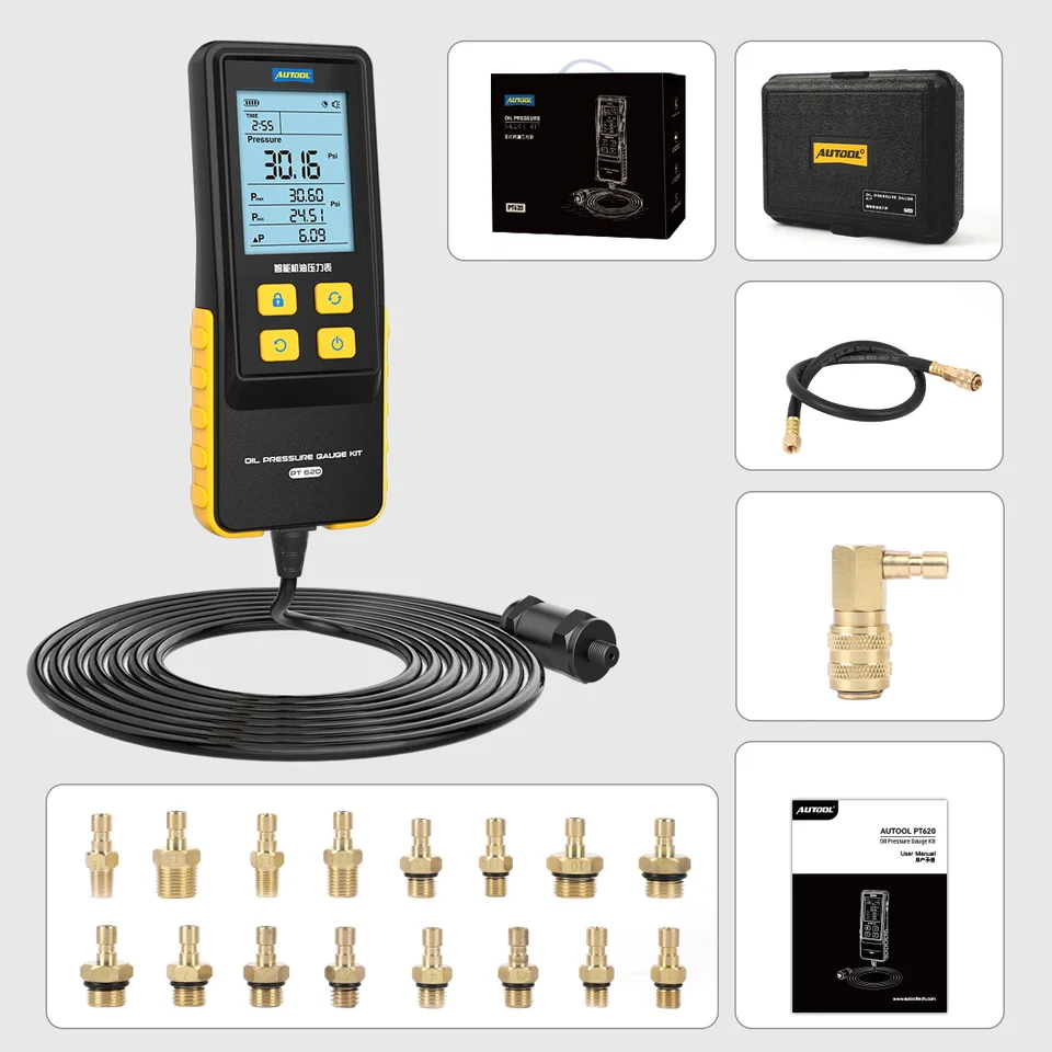 ÖLDRUCKPRÜFER 3-TELG ÖLDRUCKTESTER ÖLDRUCKMESSER TESTER MANOMETER