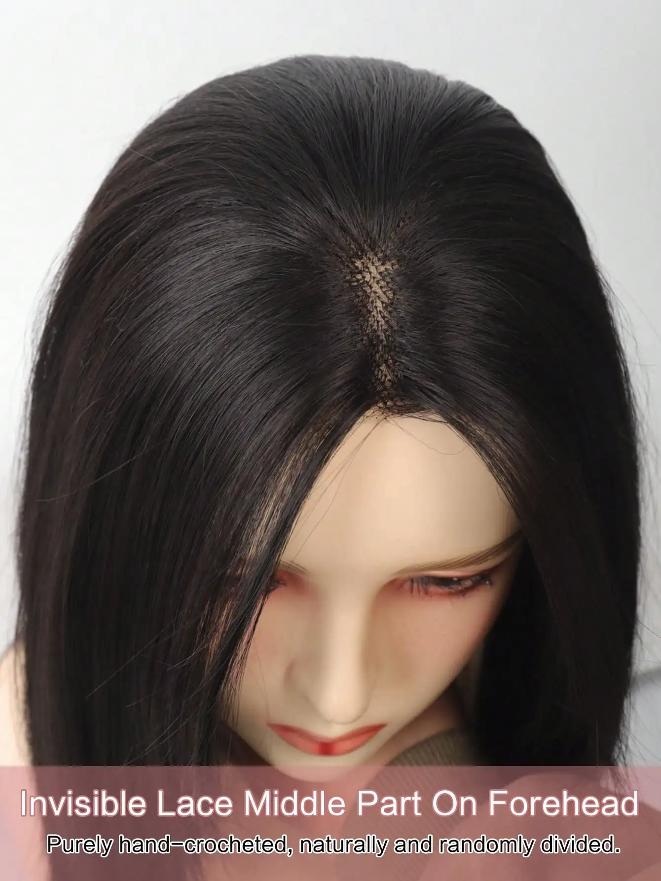 Synthetic Black Lace Front Wig for Women Brown Long Straight Hair