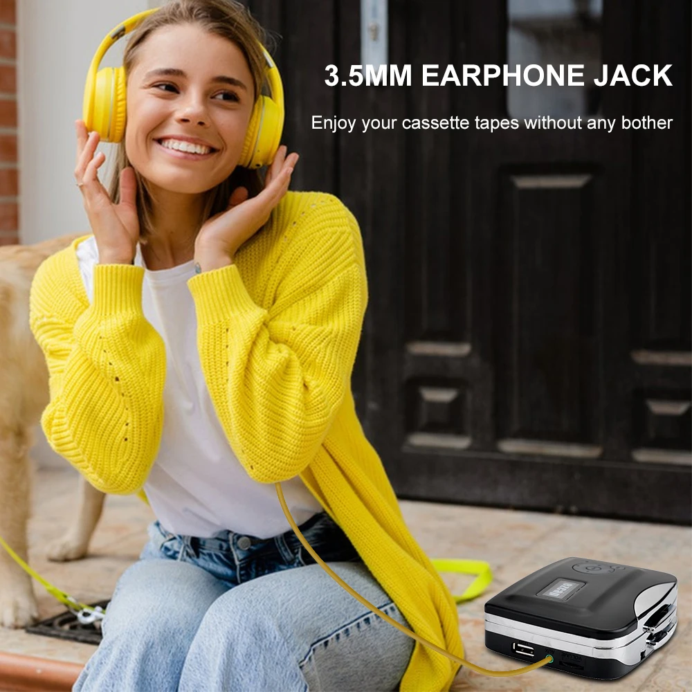 ezcap230 USB Cassette Player w/ Earphones Tape-to-MP3 Converter Walkman Voice Recorder Built-in Speaker Microphone