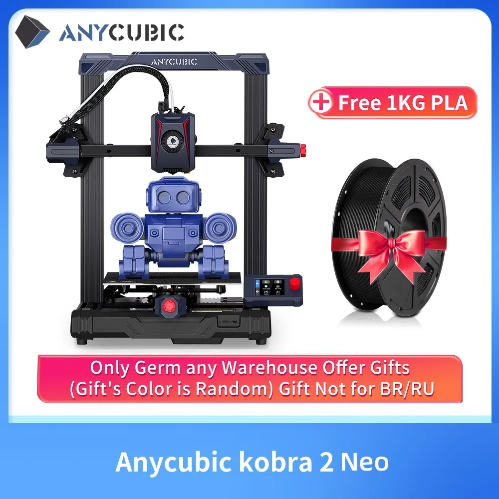 Presale Anycubic Kobra 2 Neo Stampante 3D Fdm 250 Mm/S Velocità Di Stampa Massima Nuovo Estrusore Integrato Leviq 2.0 Autolivellante
