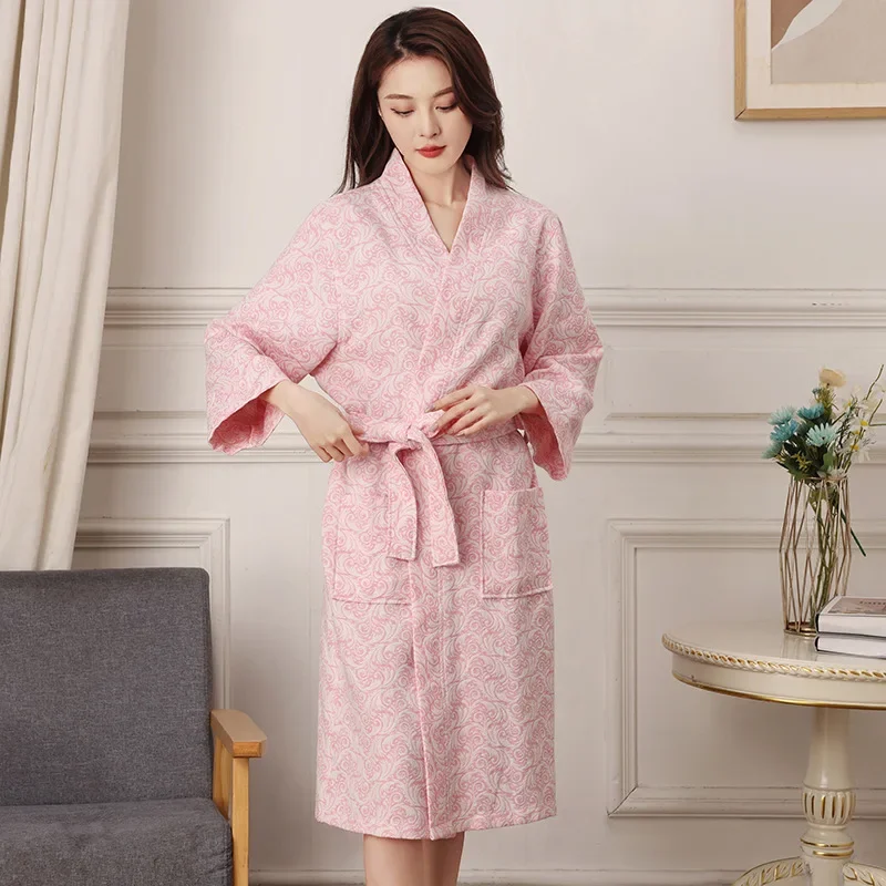 

Women's Soft Cotton Toweling Terry Hotel Shower Robes White Long Sleeve Bathrobe For Home Wear Nightgowns For Sleeping