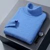 2024 Autumn/Winter Cashmere Sweater Men's Solid Color Thickened Casual Long sleeved Pullover Head High Polo Neck Fashion Knitwea 2