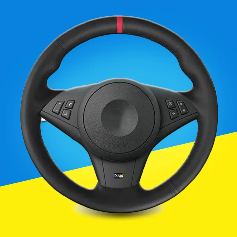 

Auto Braid On The Steering Wheel Cover for BMW E60 E63 E64 M5 2005 2007 Car Braid Steering Wheel Cover Interior Accessories
