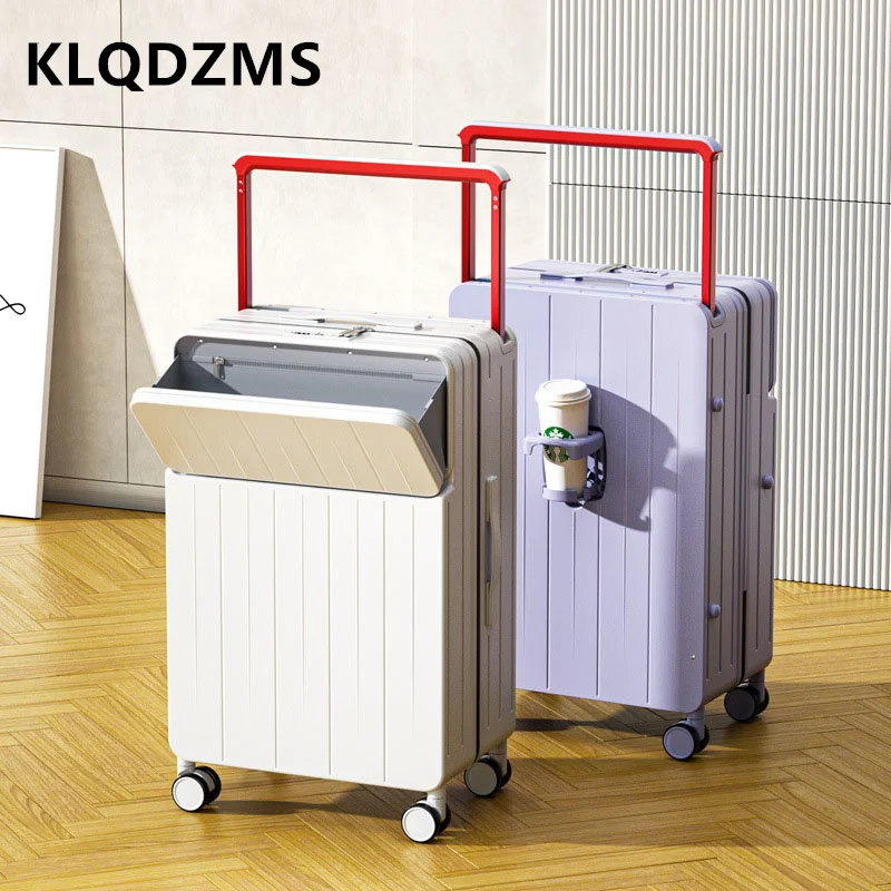 

KLQDZMS 20"22"24"26 Inch New Universal Multifunctional Front-opening Trolley Suitcase Boarding Box Large Capacity Hand Luggage