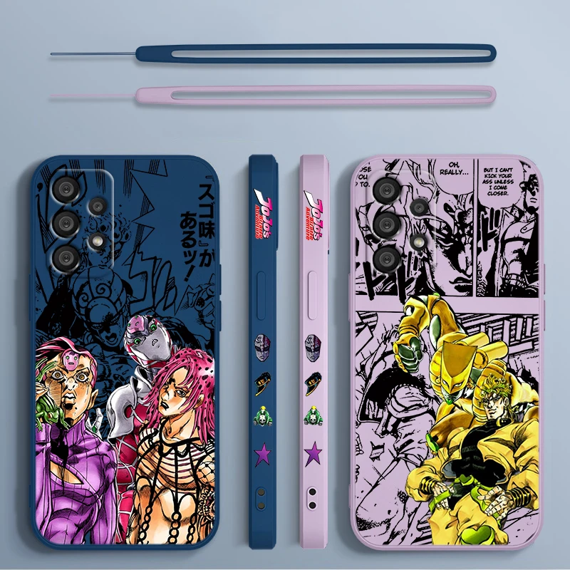 

Anime JOJO Villain Diavolo Dio Phone Case For Samsung A73 A53 A33 A52 A32 A71 A51 A21S A03S A50 A30 5G Liquid Left Rope Funda