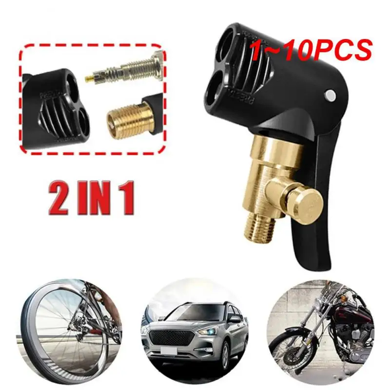 

1~10PCS Car Tire Valve Clamp 2 In 1 Brass Pump Nozzle Air Chuck Inflator Connector Inflatable Pump Valve Adapter Tyre