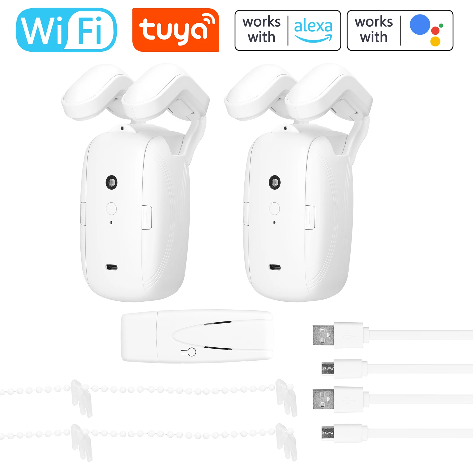 Tuya WiFi Smart Curtain Controller Timer For Roman Rod Temperature & Light Sensor No Wiring Curtain Switch For Alexa Google Home