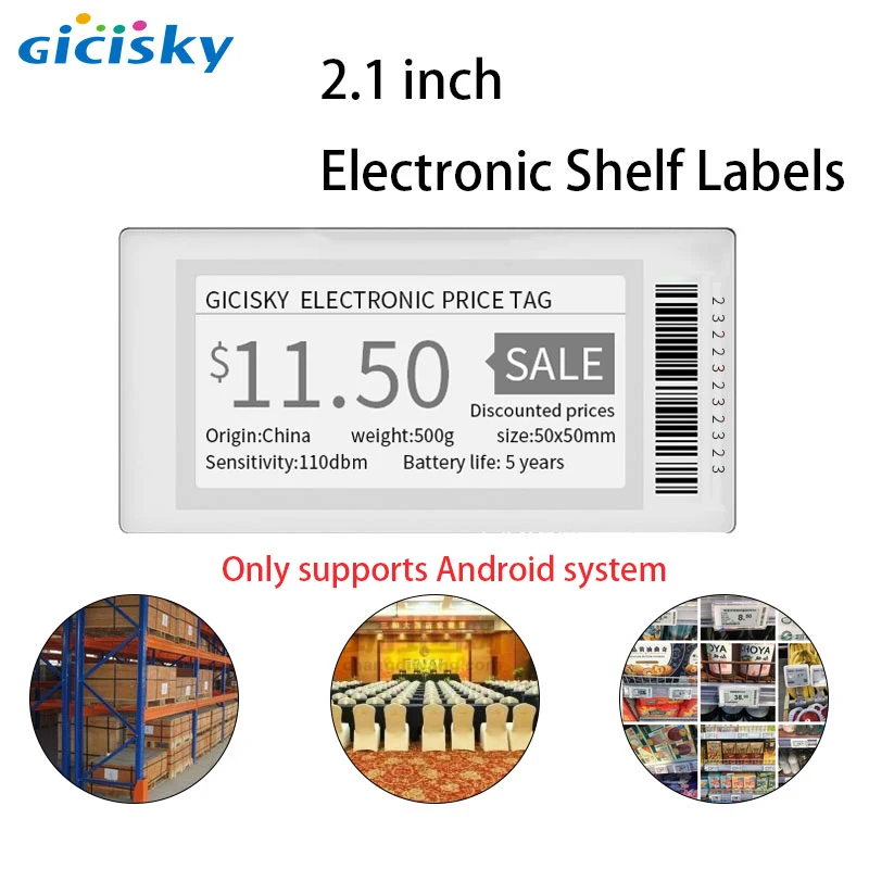 1pcs Black 2.1" Electronic Price Tag Esl Tft Screen Shelf Label No