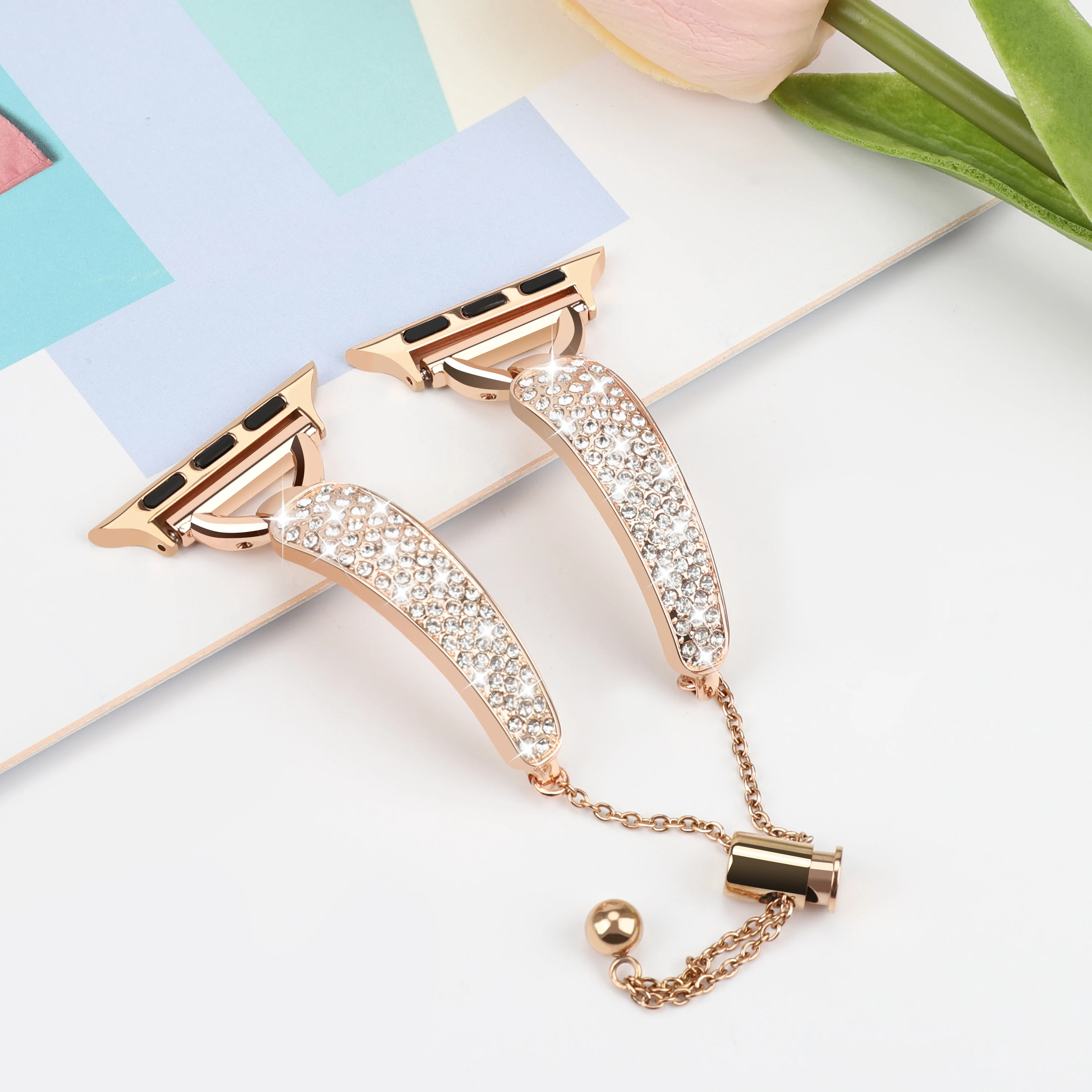 Elegant Rhinestone Bracelet Band for Smartwatches - Women's Dressy Metal Strap