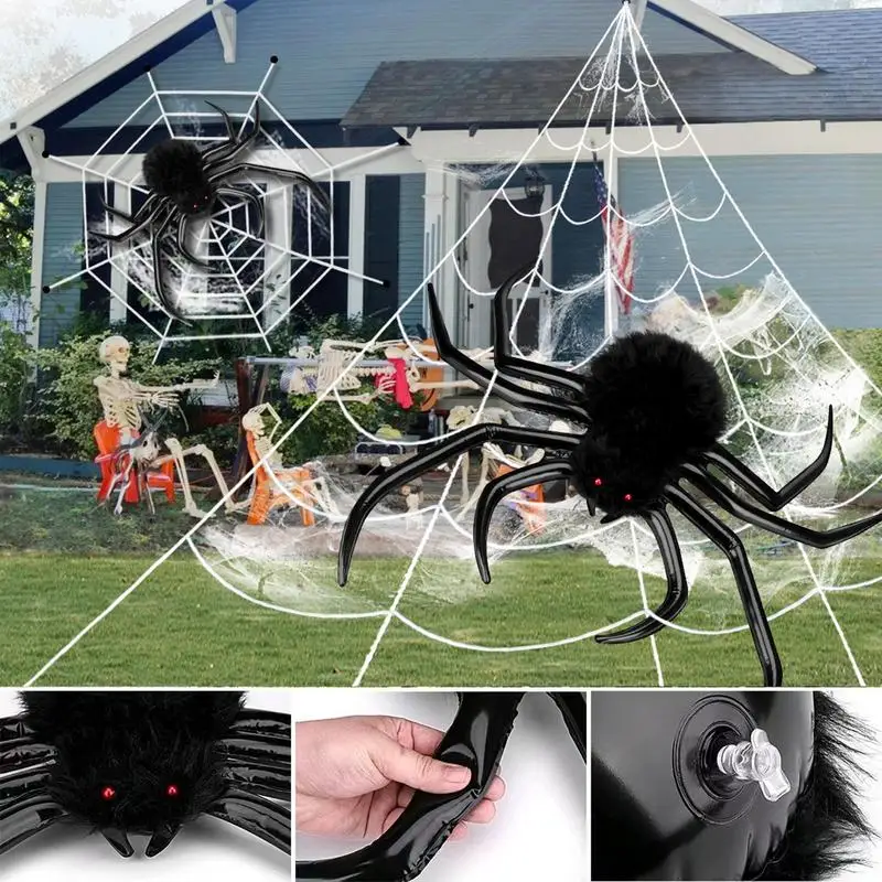 

Halloween Realistic Fake Spider Scary Party Scene Props Outdoor Spider Decoration 45 Inch Huge Giant Spider Party Supplies Decor