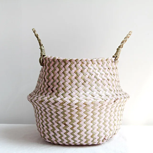 Boho Striped Wicker Storage Basket 5