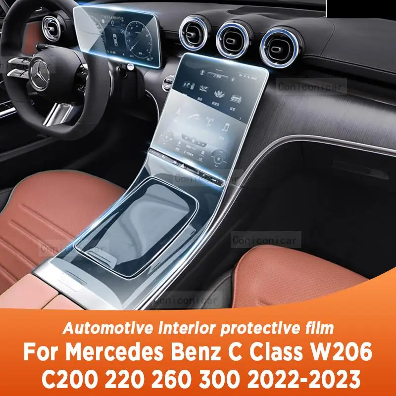 

For Mercedes-Benz C-Class W206 2022Car Interior Center console Transparent TPU Protective film Anti-scratc Repair film Accessori