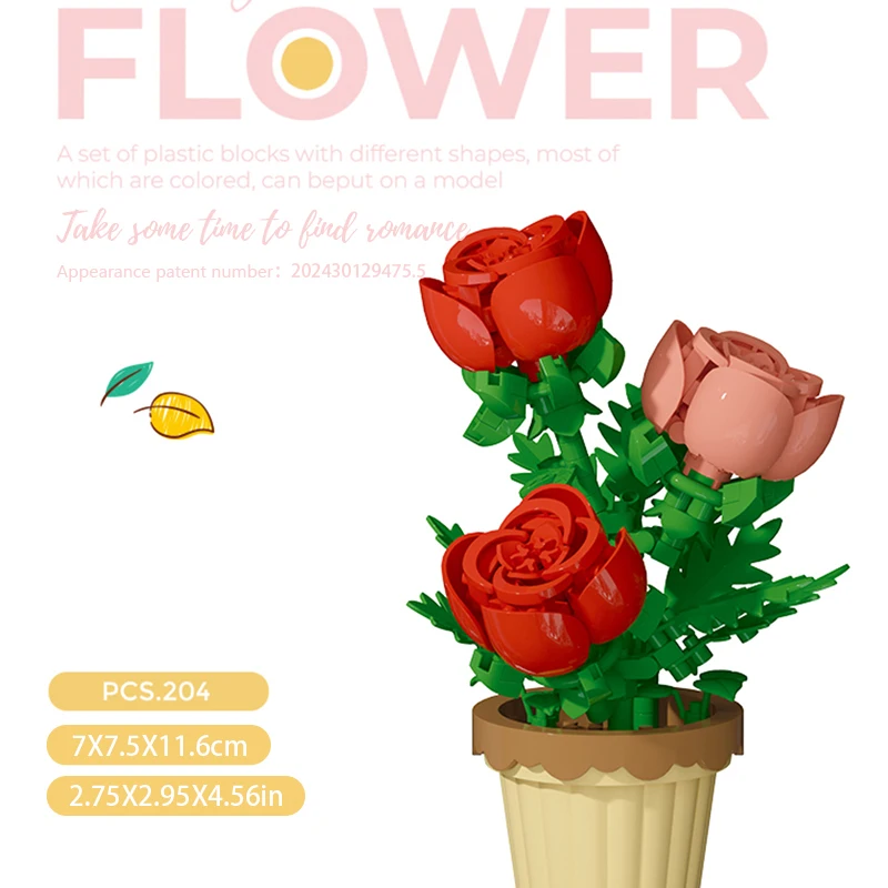 building block toy Building block flower potted plant assembly toy decoration micro particle plant potted children's toy gift