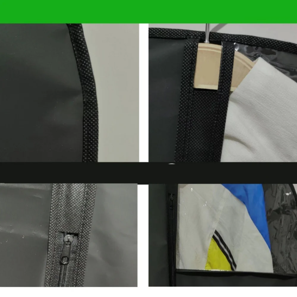 Dustproof Clothing Covers Waterproof Clothes Dust Cover Coat Suit Dress Protector Hanging Garment Bags Black Closet Organizer
