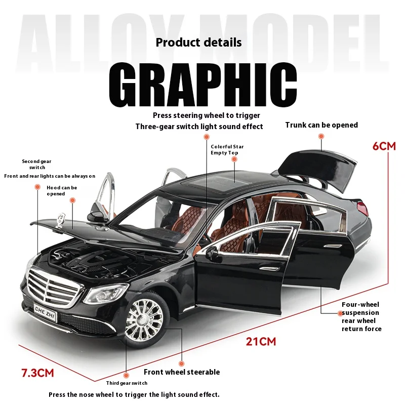 سيارة سيدان طراز E300 بمقياس 1:24، مصنوعة من سبيكة...