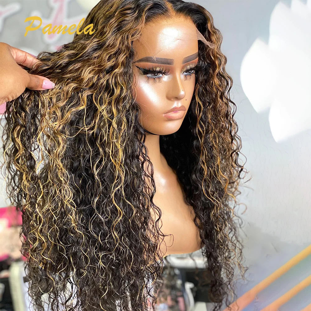 

Highlight Ombre 1b/99j Lace Front Human Wigs 13x4 1b/30 Curly For Women Brazilian Transparent lace Frontal Human Hair Wigs