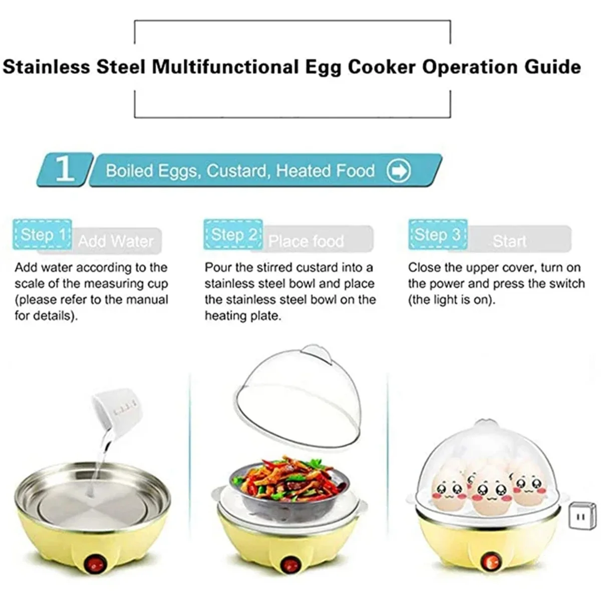 Rapid Egg Cooker: 7 Egg Capacity Electric Egg Cooker for Hard Boiled Eggs, Poached Eggs, Scrambled Eggs Pink EU Plug 5