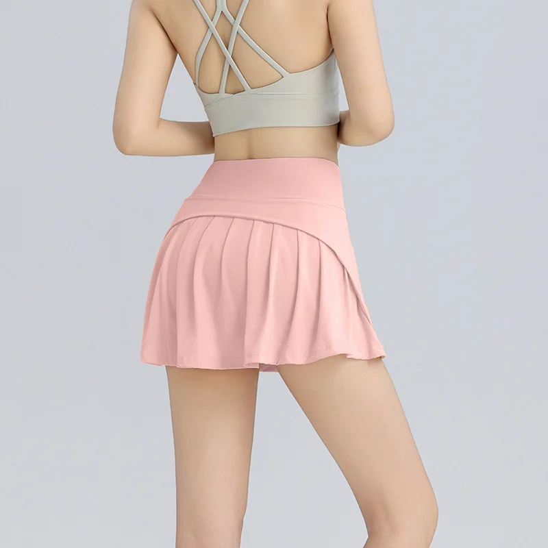 High Waist Push Up Hip Women's Tennis Skirt Cheerleaders Inner Lining Shorts Running Athletic Sport Gym Exercise Pleated Skirts