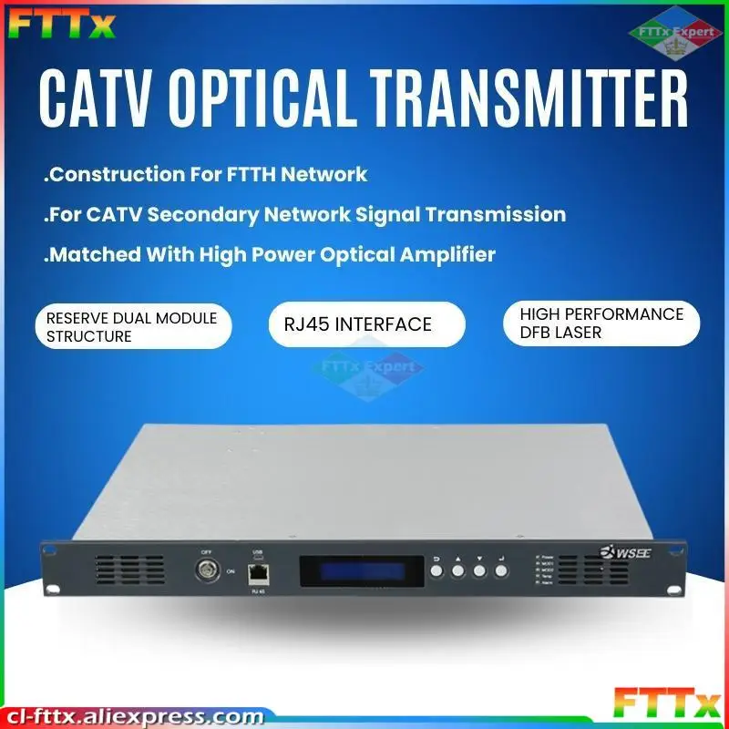 

WSEE CATV 30mw Optical Transmitter 1310nm Dual Power Supply Direct Modulated Optical Transmitter