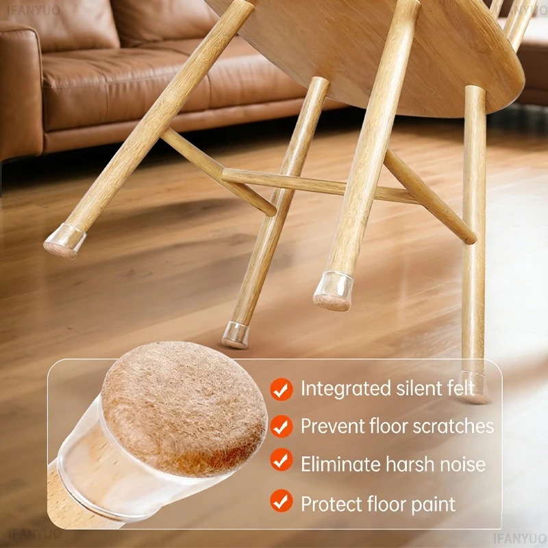 Silicone Chair Leg Protectors with Thick Felt Pads