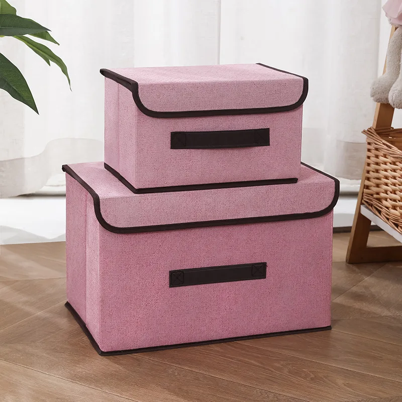 Pink Foldable with Lid Clothes Storage Box Home Clothes Storage Bin Folding  Storage Cabinet Kids Toys Fabric Organizer - AliExpress