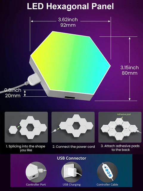 RGB Smart Hexagonal Wall Lamp APP Control 5