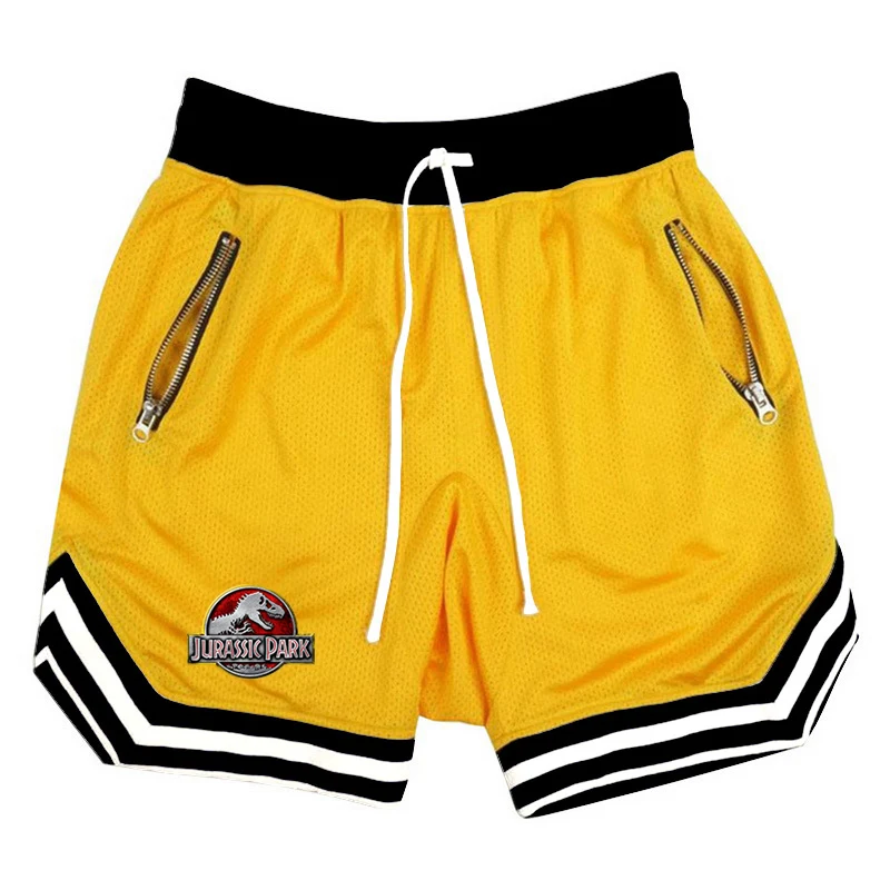 2023 Shorts Men Summer New Jurassic Park Elastic Waist Casual Basketball Sports Beach Outdoor Fashion Letter Printing Pants