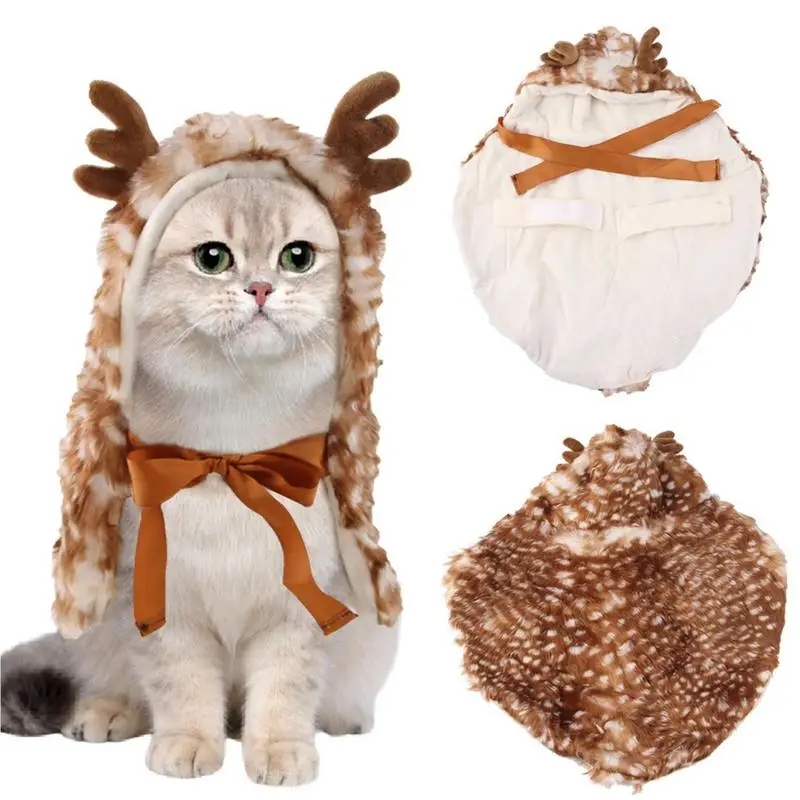 

Christmas Cat Cape Soft Cute Reindeer Costume For Cats And Dogs Cat Christmas Reindeer Costume Cosplay Dress-Up Accessories For