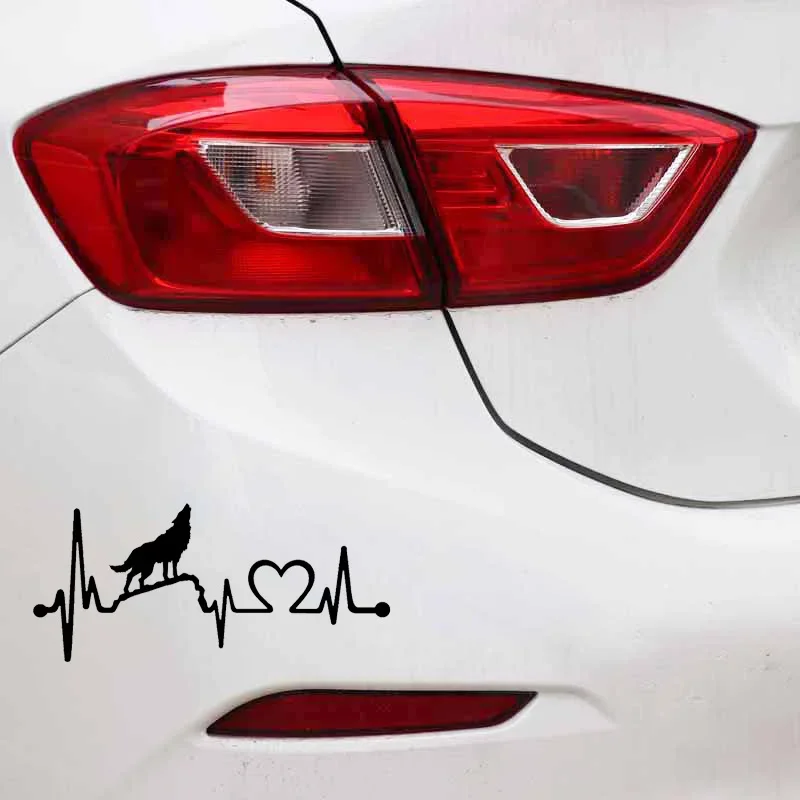 

Fun Howling Wolf Heartbeat Lifeline Decal Vinyl Black/Silver Car StickerWaterproof and Sunscreen 16cm*8cm