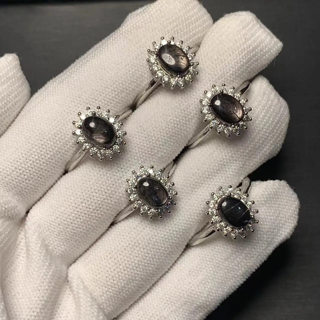 MM Natural Hypersthene Golden luck stone Ring Adjustable Female Ring Jewelry for Women Gift Wholesale High Quality Vintage Fine