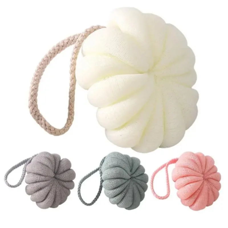 

Large Pumpkin Bath Flower Ball Powerful Exfoliating Sponge PE Material Body Scrubber Flower Body Skin Cleaner Cleaning Tools