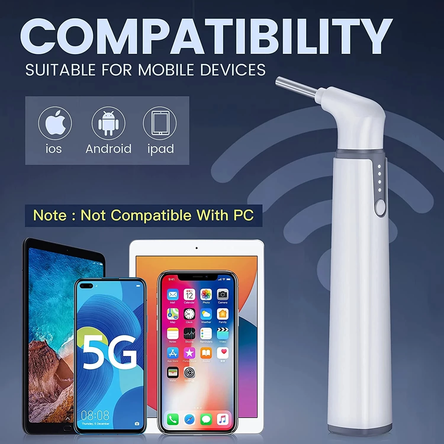 Ear Wax Cleaner Digital Otoscope Wifi Ear Otoscope 1/2/3/5/10PCS 3.9mm Smart Wireless Portable Visual Earwax Cleaning Visible light Ear Spoon Endoscope for Phone