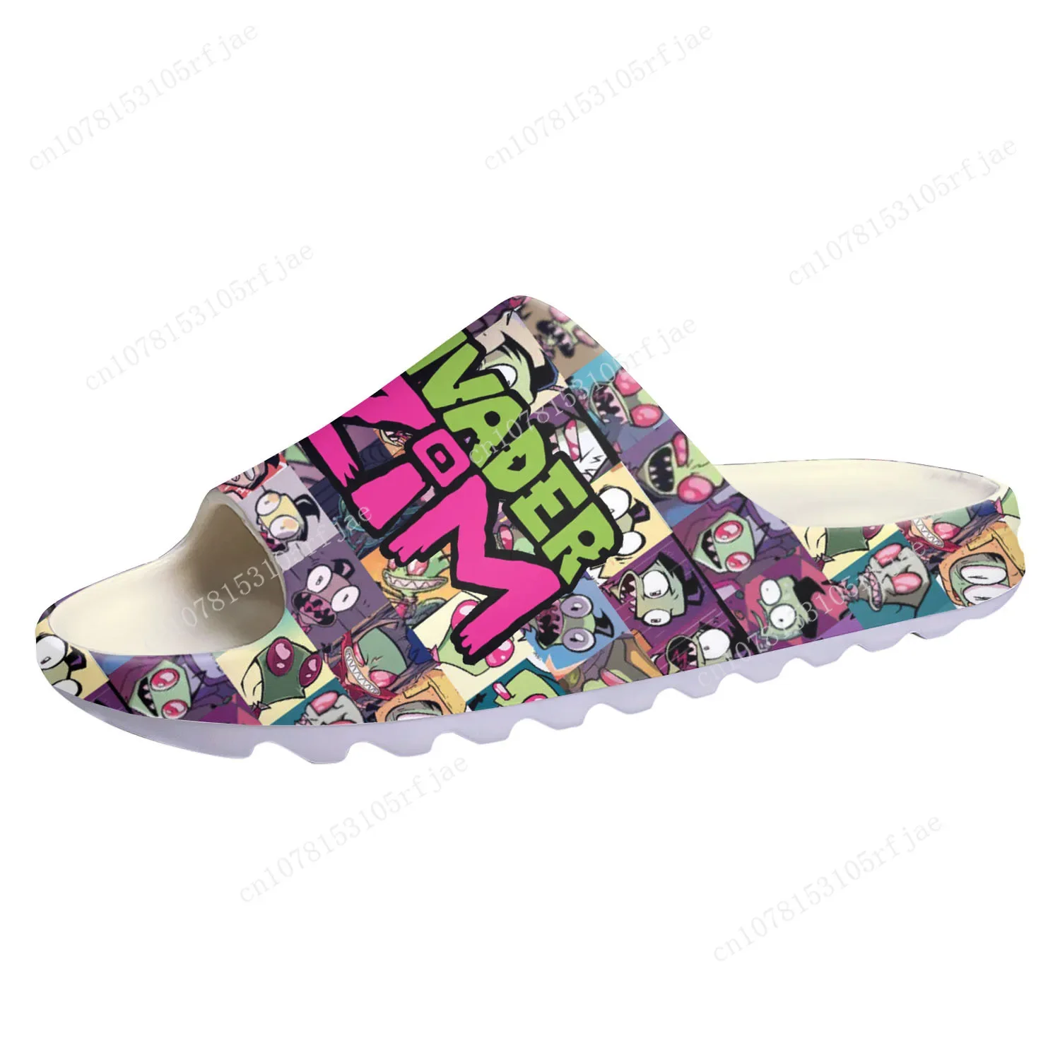 Hot Cartoon Animation Invader Custom Soft Sole Sllipers Cartoon Zim Mens Womens Home Clogs Custom Water Shoes on Shit Sandals
