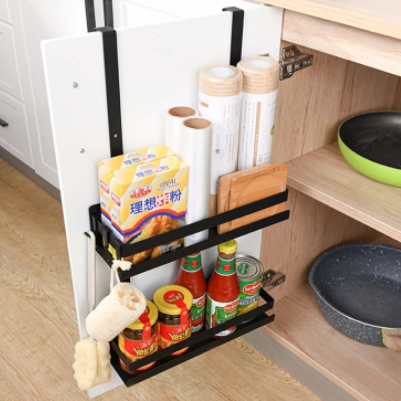 

Bathroom Punch-Free Storage Rack Door Rear Shelf Wall-Mounted Shampoo Body Wash Hanging Basket Kitchen Cabinet Organize Rack