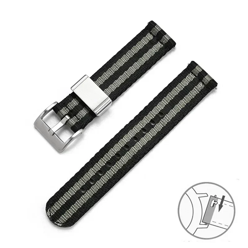 Premium Thick Canvas Nylon Quick Release Watch Strap - Army Style Unisex Accessory