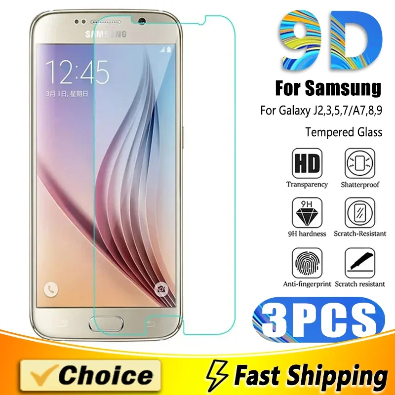 thumbnail image 1 of 3 uds HD vidrio templado para Samsung Galaxy A3 5 9 A7 A8 J3 5 J7 2016 2017 J2 J7 Core J5 Prime Protector de pantalla de película protectora, 1 of 4