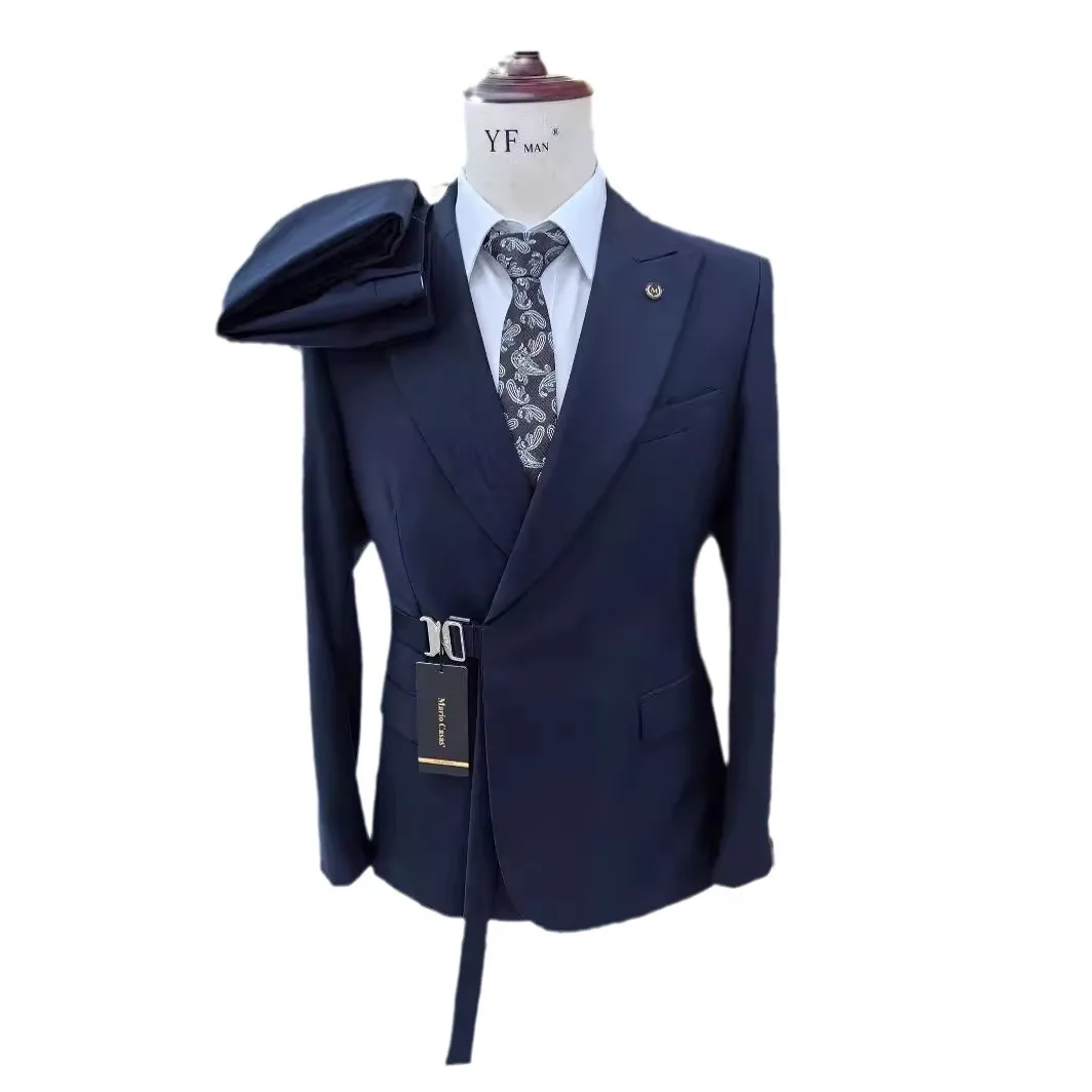 2024 New Men's Suit Two-piece Wedding Groom and Best Men's Business Korean Best Man Banquet Oversized Set Blazer Masculino