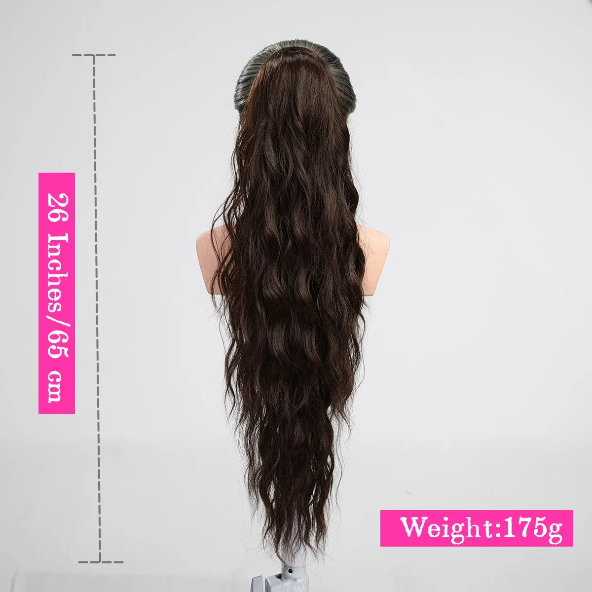 26 Inch Drawstring ponytail Hair Extensions for Women Long Curly Wavy Ponytail Multi-coloroption for daily