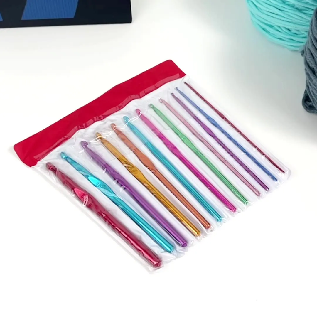 12PCS Aluminum Crochet Hooks Knitting Needles Set for Yarn Craf crochet hooks