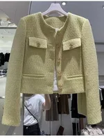 SMTHMA Korean Chic Female Tweed Basic Jacket Coat Women Clothing Runway Style Woolen Outerwear - Image 3