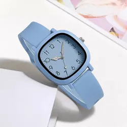 Elegant Silicone Strap Women's Quartz Watch with Arabic Numerals (Light Blue)