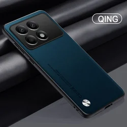 Luxury PU Leather Shockproof Silicone Case - Premium Protection for Poco F6 Pro (Navy Blue)
